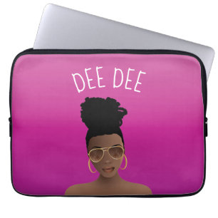 Zwart Vrouw, tinten & hoog broodje, hete roze mage Laptop Sleeve