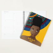 Zwart Vrouw, Tribal geïnspireerd, Blauw & Goud Planner (Display)