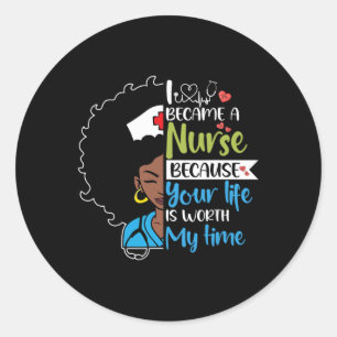 Zwart Vrouw Verpleegster Zwart Geschiedenis Maand  Ronde Sticker