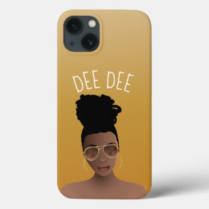 Zwart Vrouw w / Gouden tinten & Hoge Bun, Goud Gee Case-Mate iPhone Case