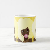 Zwart Vrouwen, Bubblegum, Blondine Afro Art, Geel Koffiemok (Center)