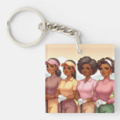 Zwart Vrouwen Golfing Ball Marker Sleutelhanger (voorkant)