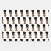 Zwart Vrouwen, Gouden tinten, Blauw Bubblegum Inpakpapier Vel (Voorkant)