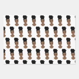 Zwart Vrouwen, Gouden tinten, Blauw Bubblegum Inpakpapier Vel