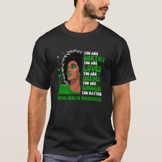 Zwart Vrouwen Mentale Gezondheid Bewustzijn Motive T-shirt