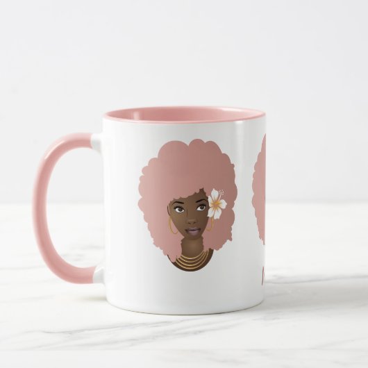Zwart Vrouwen w/Pink Afro, Bubblegum & Flower Fami Mok (Links)