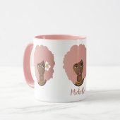Zwart Vrouwen w/Pink Afro, Bubblegum & Flower Fami Mok (Voorkant links)