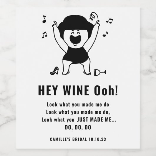 Zwart vrouwendanserend waslabel wijn etiket (Enkel label)