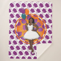 Zwart vrouwtje kleurrijke ballonnen ventilator wit