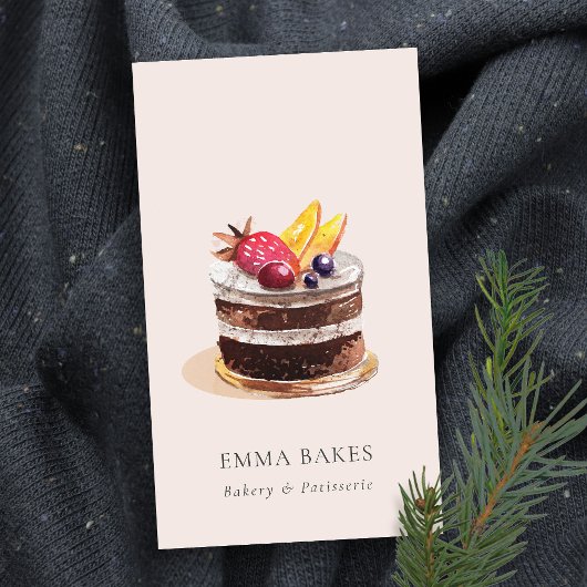 ZWART VRUCHTENSTROOM PATISSERIE CUPCAKE BAKERY VISITEKAARTJE