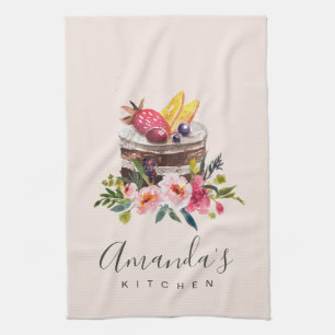 ZWART VRUCHTENVLOERENDE CAKE PATISSERIE CUPCAKE CH THEEDOEK