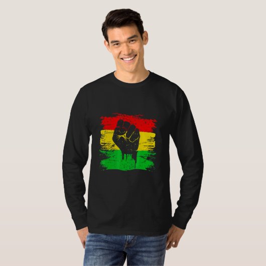 Zwart vuist origineel zwart symbool Afrikaanse naa T-shirt (Voorkant volledig)