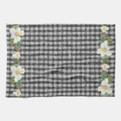 Zwart vuurvaste witte magnolia Leaves Theedoek (Horizontaal)