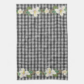 Zwart vuurvaste witte magnolia Leaves Theedoek (Verticaal)