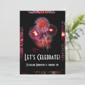 Zwart Vuurwerk 30th/Verjaardag/Feestuitnodigingen Kaart (Staand voorkant)