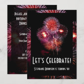 Zwart Vuurwerk 30th/Verjaardag/Feestuitnodigingen Kaart (Voorkant / Achterkant)