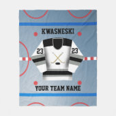 Zwart W | Grijze ijskap | Player Jersey Fleece Deken (Voorkant)