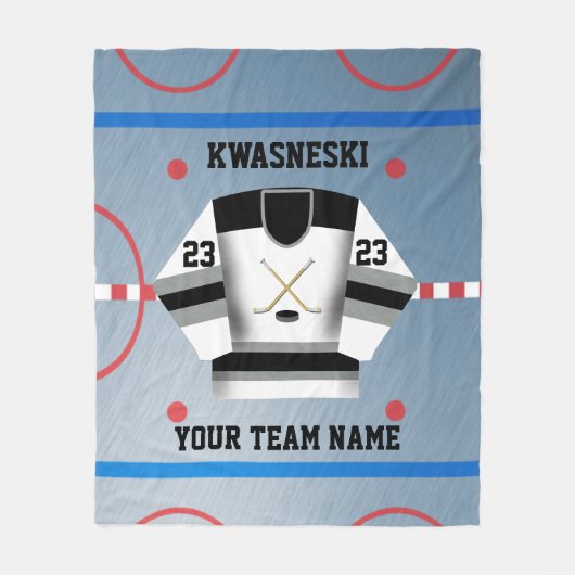 Zwart W | Grijze ijskap | Player Jersey Fleece Deken (Voorkant)