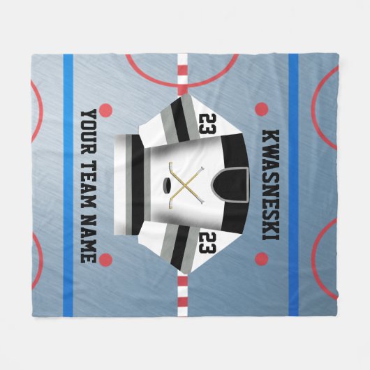 Zwart W | Grijze ijskap | Player Jersey Fleece Deken (Voorkant (Horizontaal))