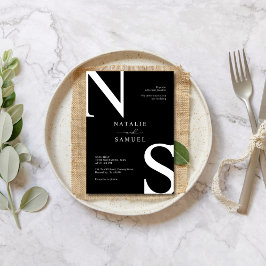 Zwart & W minimalistisch Elegant Bold Initiaal Bru Kaart