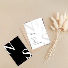 Zwart & W Minimalistische Elegant Bold Initialen B RSVP Kaartje