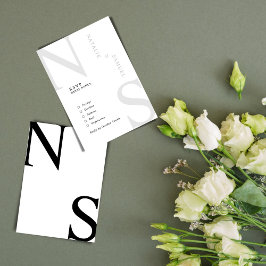 Zwart & W Minimalistische Elegant Bold Initialen B RSVP Kaartje