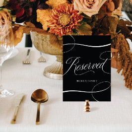 Zwart w / Wit Script Bruiloft Gereserveerd Tafelte