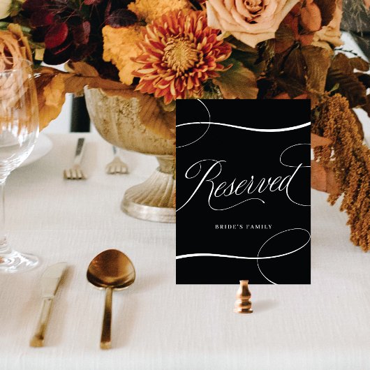 Zwart w / Wit Script Bruiloft Gereserveerd Tafelte
