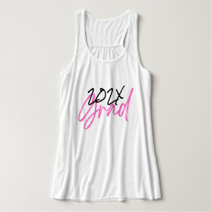 Zwart warm roze Afstudeerder Jaar Aangepaste afbee Tanktop