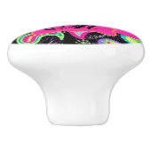 Zwart warm roze monogram op maat van Mod Paisley Keramische Knop (Zijkant)