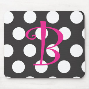 Zwart/warm roze mousepad Initiaal "B" Muismat