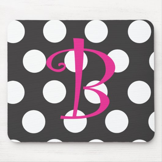 Zwart/warm roze mousepad Initiaal "B" Muismat (Voorkant)