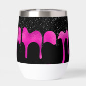 Zwart warmroze druppelaar Glitter Monogram Naam (Achterkant)