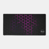 Zwart warmroze honingraatpatroon geometrie Monogra Bureaumat (Voorkant)