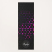 Zwart warmroze honingraatpatroon geometrie Monogra Yogamat (Voorkant)