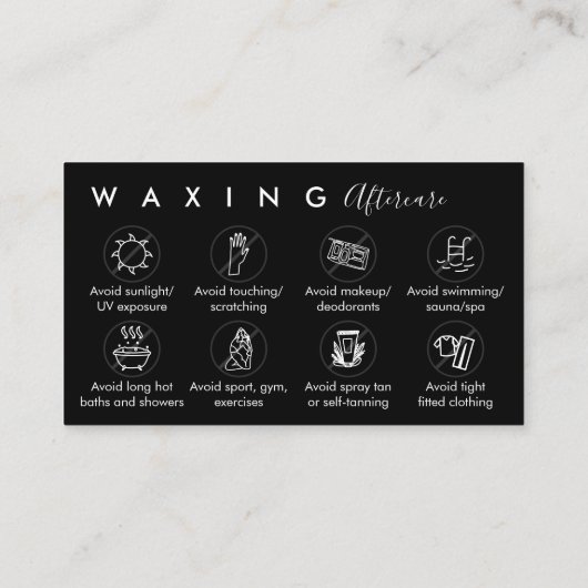 Zwart wassen na instructies voor zorgadvies visitekaartje (Achterkant)