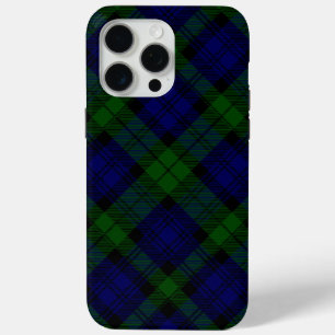 Zwart Watch Tartan Blauw Groen Schotse Ruit iPhone 15 Pro Max Hoesje