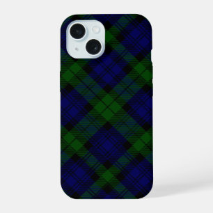 Zwart Watch Tartan Blauw Groen Schotse Ruit iPhone 15 Case