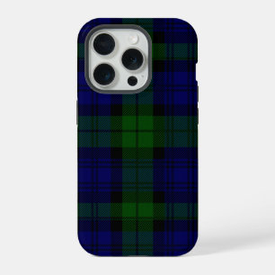 Zwart Watch Tartan Blauw Groen Schotse Ruit iPhone 15 Pro Case