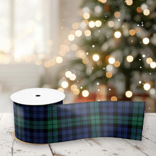Zwart Watch Tartan Schotlandse ruit Groen Marinebl Satijnen Lint