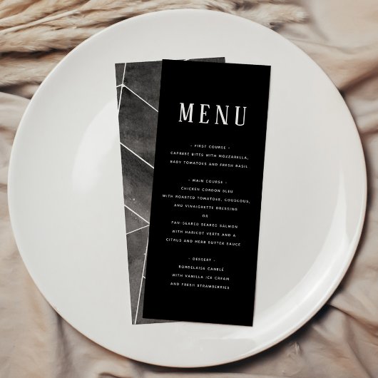 Zwart Watercolor Geometrisch Gala Menu