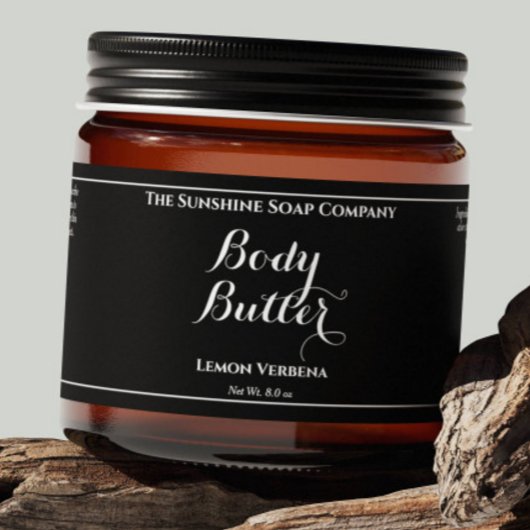 Zwart Waterdicht Body Butter Label Waterfles Etiket