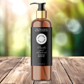 Zwart waterdicht cosmetica flesetiket met logo sparkling wijnetiket