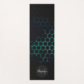 Zwart waterhoningraatpatroon geometrie Monogram Yogamat (Voorkant)
