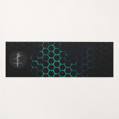 Zwart waterhoningraatpatroon geometrie Monogram Yogamat (Voorkant (horizontaal))