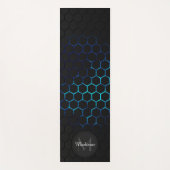 Zwart waterhoningraatpatroon geometrie Monogram Yogamat (Voorkant)