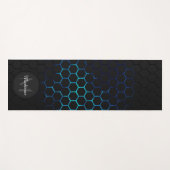 Zwart waterhoningraatpatroon geometrie Monogram Yogamat (Voorkant (horizontaal))