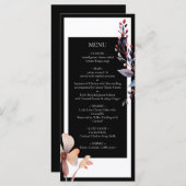 Zwart Waterverf blauw bladeren minimalistische bru Menu (Voorkant / Achterkant)