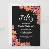 Zwart Waterverf Bloemen Rozen Herfst 50ste Verjaar Kaart (Voorkant)