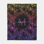  zwart Waterverf bloemig monogram Fleece Deken (Voorkant)